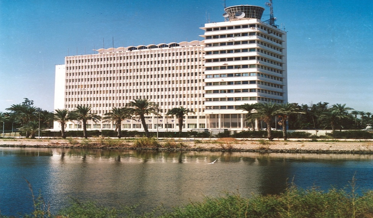 Technicians performing electromechanical systems maintenance at Suez Canal Authority Headquarters in Ismailia